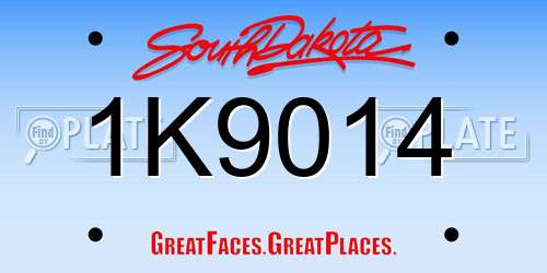 1K9014 South Dakota License Plate