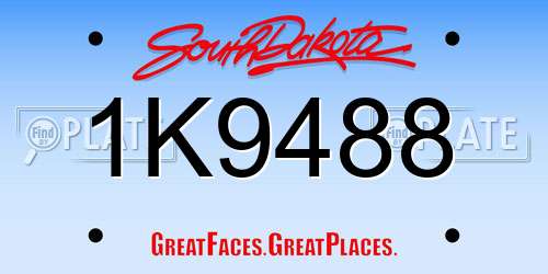1K9488 South Dakota License Plate