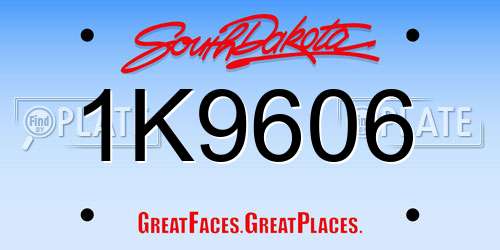 1K9606 South Dakota License Plate