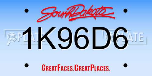 1K96D6 South Dakota License Plate