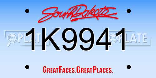 1K9941 South Dakota License Plate