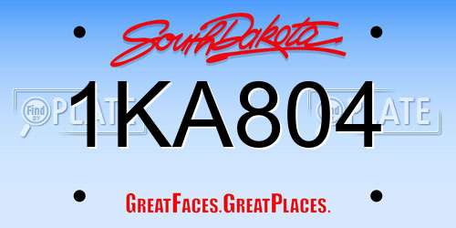 1KA804 South Dakota License Plate