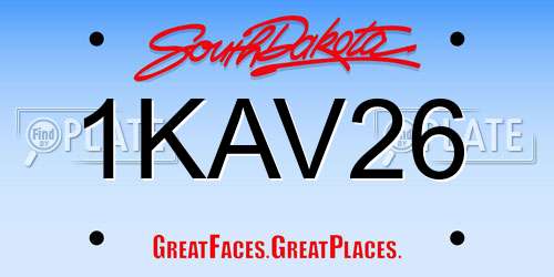 1KAV26 South Dakota License Plate