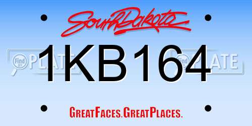 1KB164 South Dakota License Plate