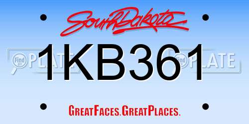 1KB361 South Dakota License Plate