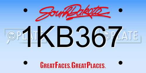 1KB367 South Dakota License Plate