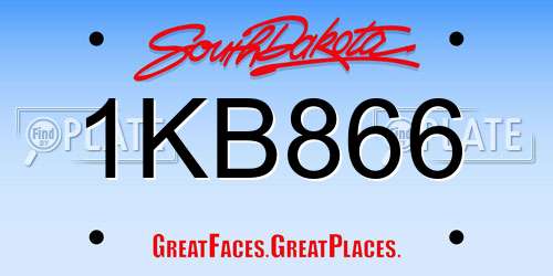 1KB866 South Dakota License Plate