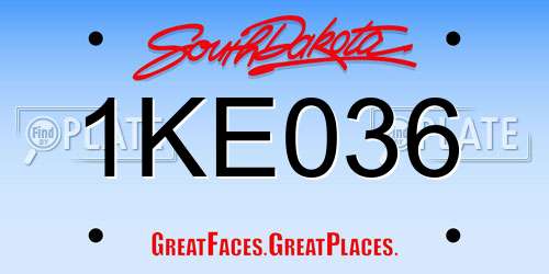 1KE036 South Dakota License Plate