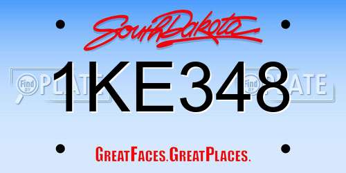 1KE348 South Dakota License Plate