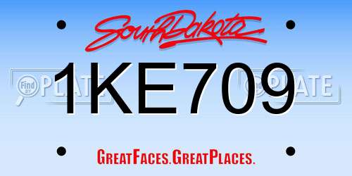 1KE709 South Dakota License Plate