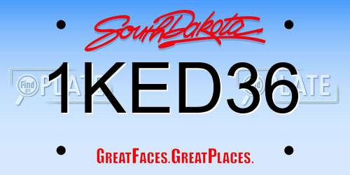 1KED36 South Dakota License Plate