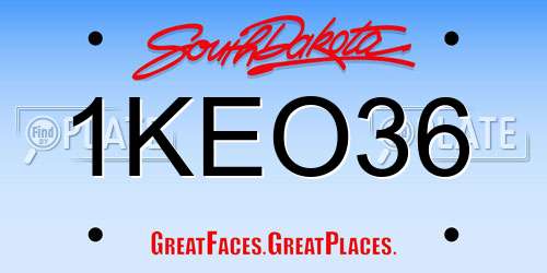 1KEO36 South Dakota License Plate