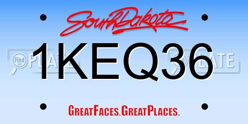 1KEQ36 South Dakota License Plate