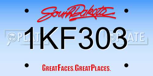 1KF303 South Dakota License Plate