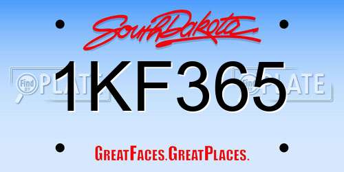1KF365 South Dakota License Plate