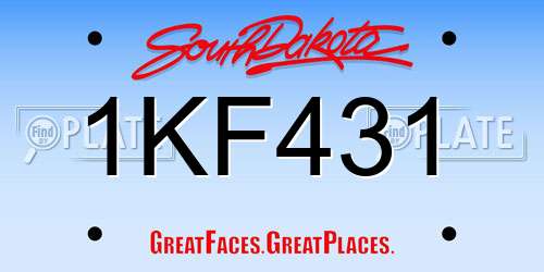 1KF431 South Dakota License Plate