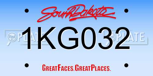 1KG032 South Dakota License Plate