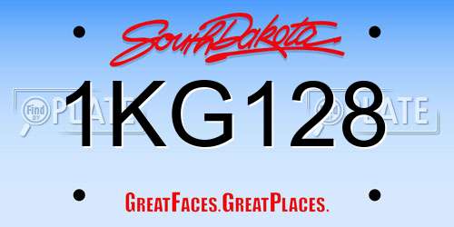 1KG128 South Dakota License Plate