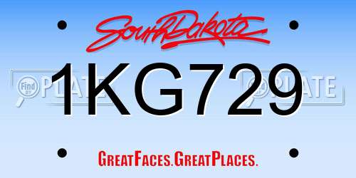1KG729 South Dakota License Plate