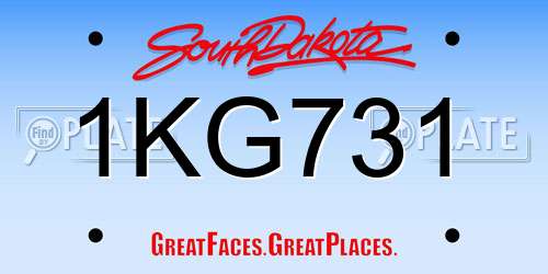 1KG731 South Dakota License Plate