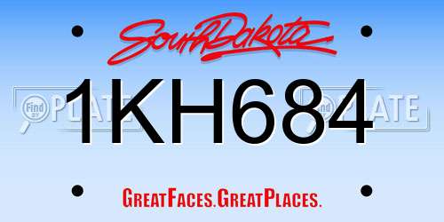 1KH684 South Dakota License Plate