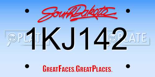 1KJ142 South Dakota License Plate