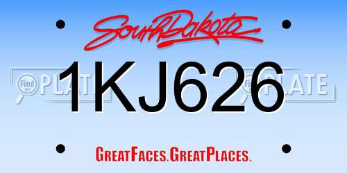 1KJ626 South Dakota License Plate