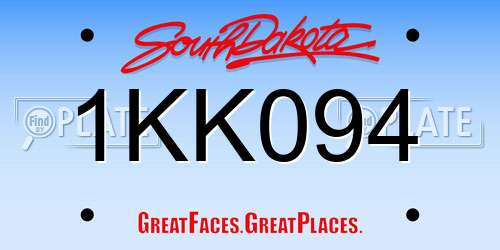 1KK094 South Dakota License Plate