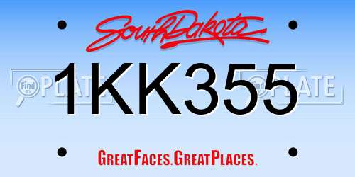 1KK355 South Dakota License Plate