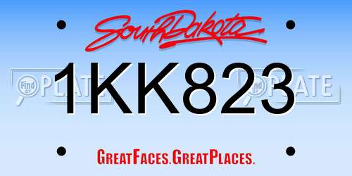 1KK823 South Dakota License Plate