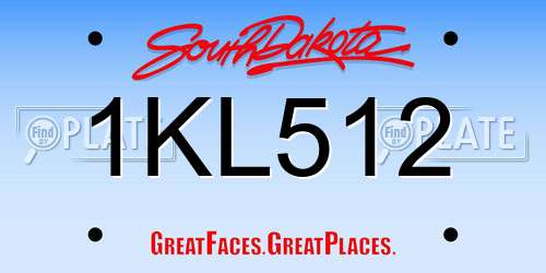 1KL512 South Dakota License Plate