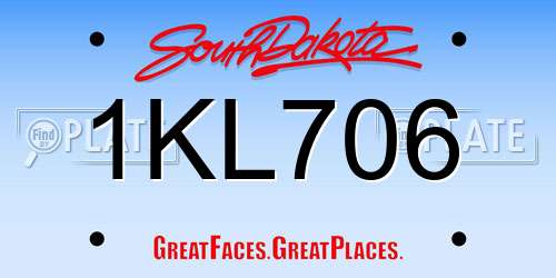 1KL706 South Dakota License Plate