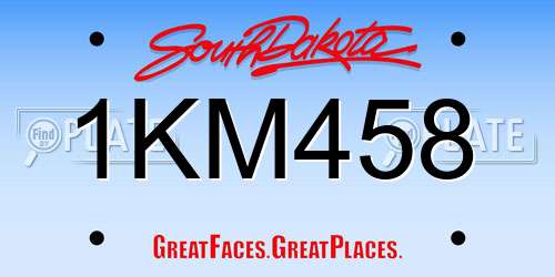 1KM458 South Dakota License Plate
