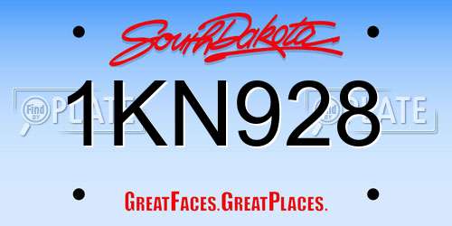 1KN928 South Dakota License Plate