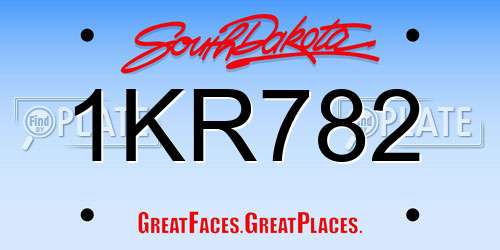 1KR782 South Dakota License Plate