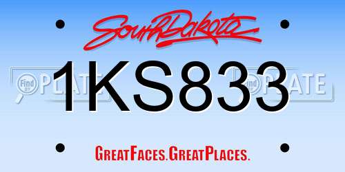 1KS833 South Dakota License Plate