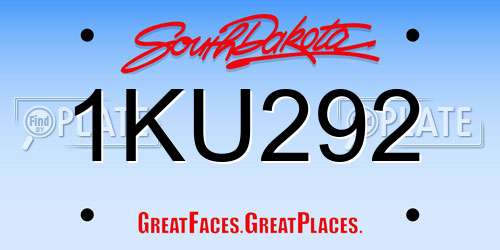 1KU292 South Dakota License Plate