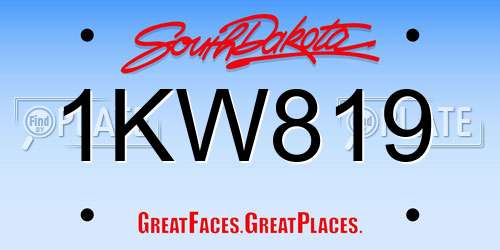 1KW819 South Dakota License Plate