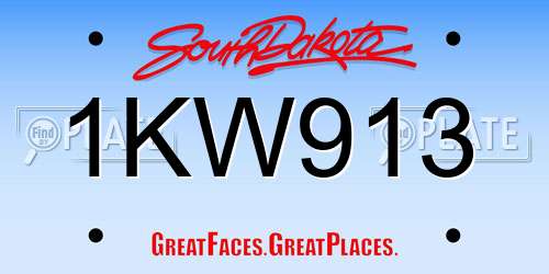 1KW913 South Dakota License Plate