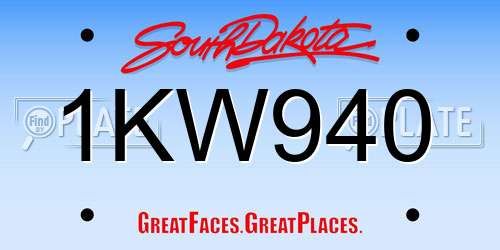 1KW940 South Dakota License Plate