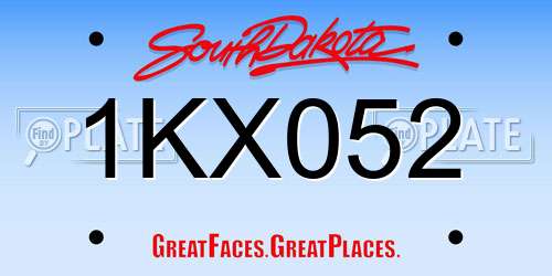 1KX052 South Dakota License Plate