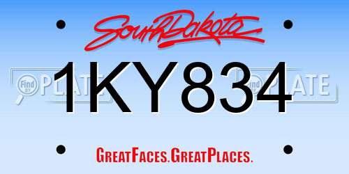 1KY834 South Dakota License Plate