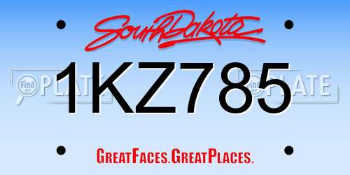 1KZ785 South Dakota License Plate