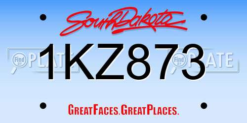 1KZ873 South Dakota License Plate