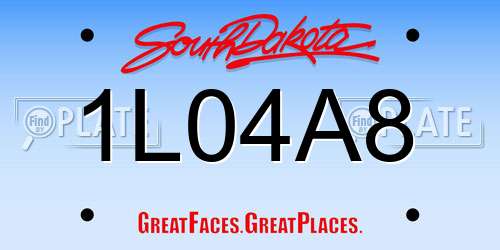 1L04A8 South Dakota License Plate