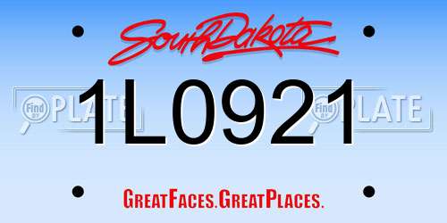 1L0921 South Dakota License Plate