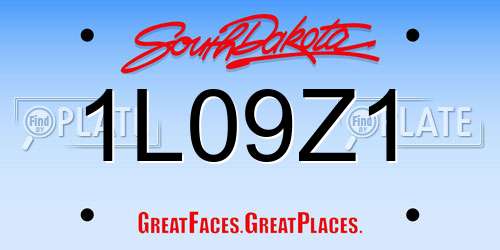 1L09Z1 South Dakota License Plate