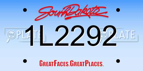 1L2292 South Dakota License Plate