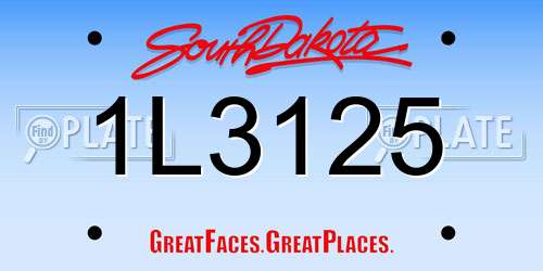 1L3125 South Dakota License Plate