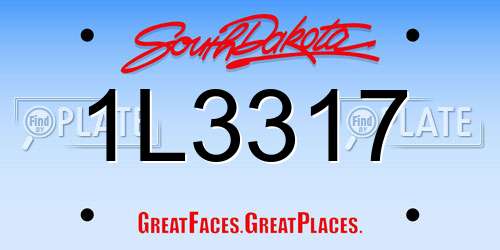 1L3317 South Dakota License Plate